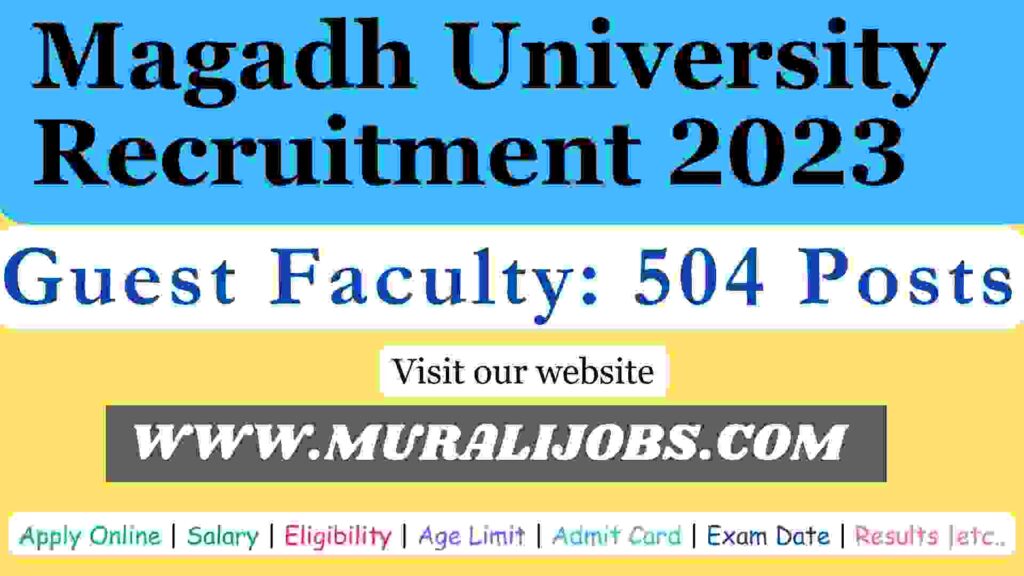 Magadh University Guest Faculty Recruitment 2024 Apply 504+Job Vacancy Salary Syllabus Eligibility Updates