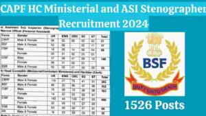 CAPF HC Ministerial and ASI Stenographer Recruitment 2024 Apply 1526 Posts